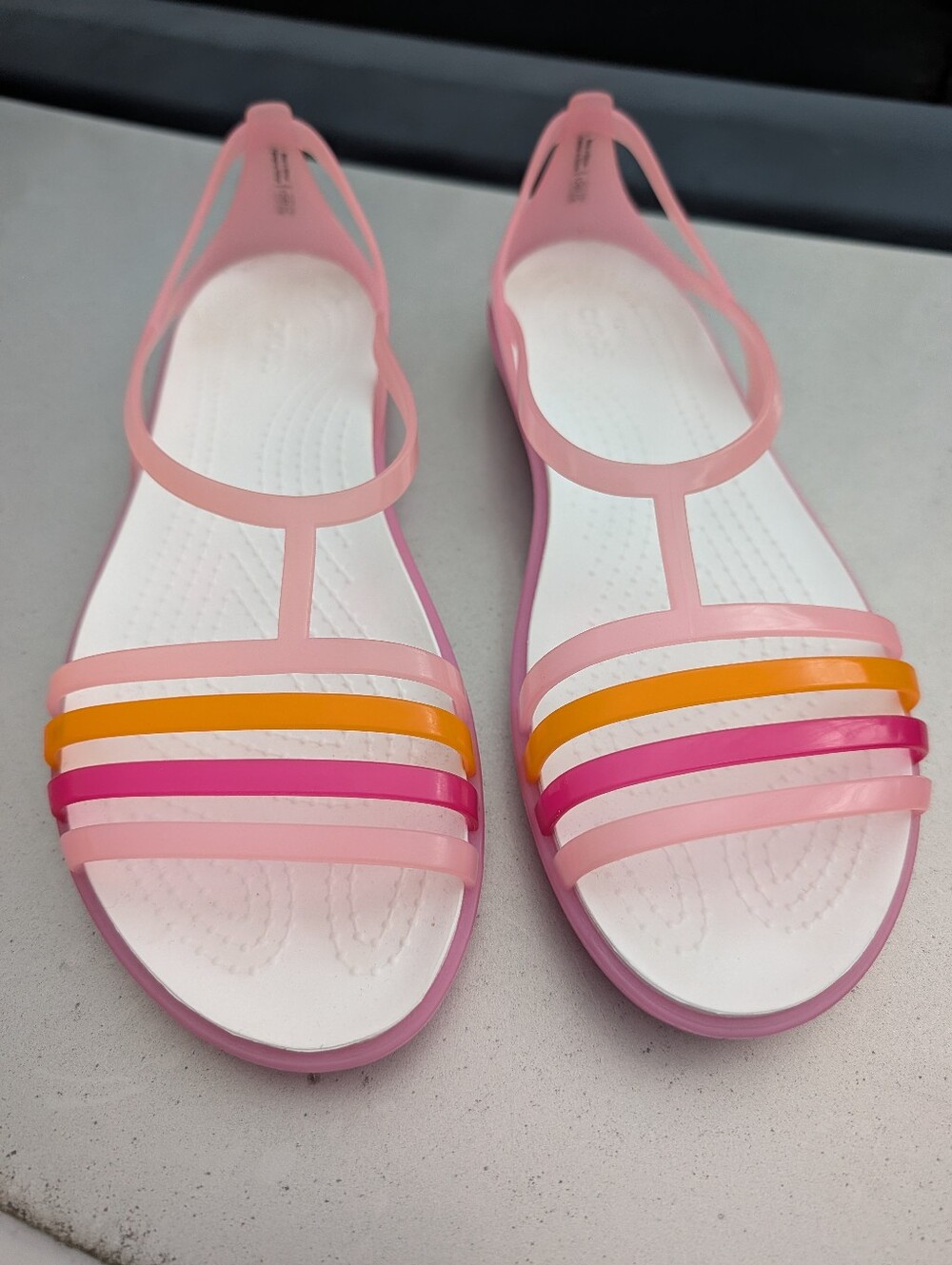 Women's Striped Pink Crocs Sandals Size 9